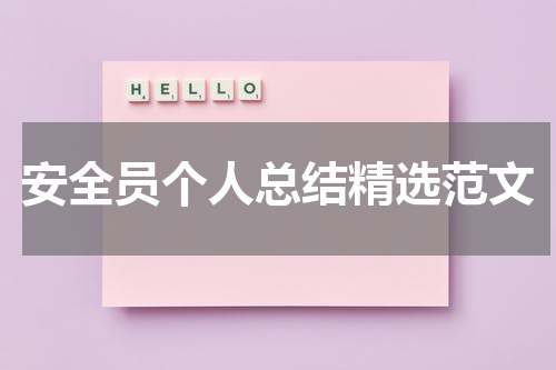 安全员个人总结精选范文