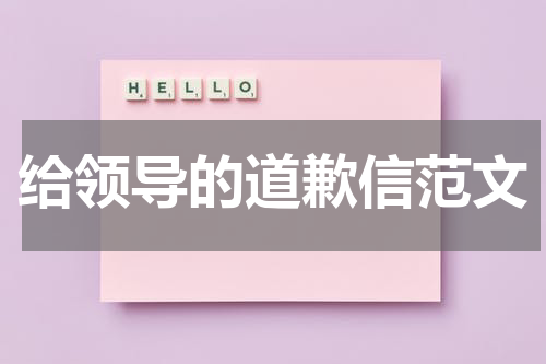 给领导的道歉信范文