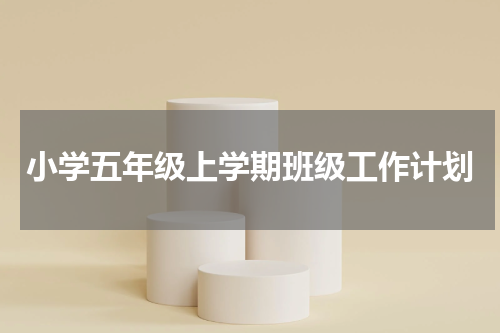 小学五年级上学期班级工作计划