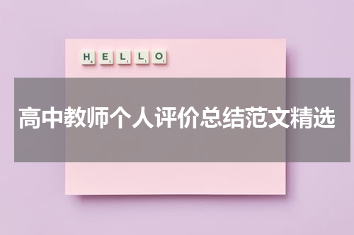 高中教师个人评价总结范文精选