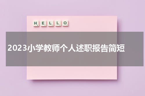 2023小学教师个人述职报告简短
