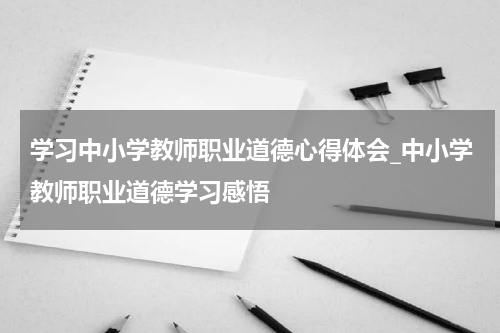 学习中小学教师职业道德心得体会_中小学教师职业道德学习感悟