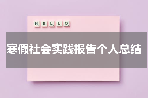寒假社会实践报告个人总结