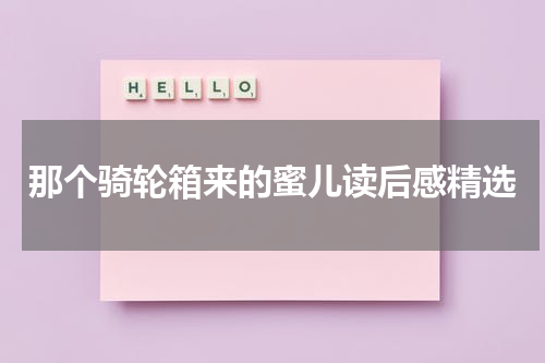 那个骑轮箱来的蜜儿读后感精选