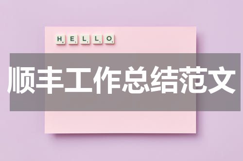 顺丰工作总结范文