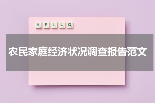 农民家庭经济状况调查报告范文