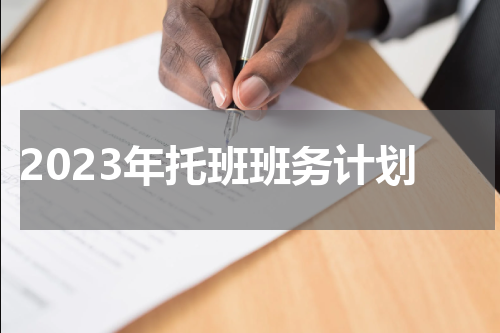 2023年托班班务计划