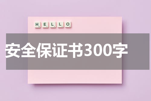 安全保证书300字