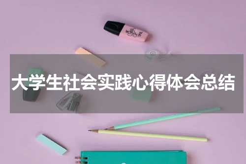 大学生社会实践心得体会总结