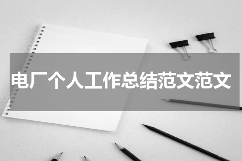 电厂个人工作总结范文范文