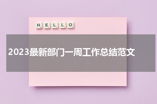 2023最新部门一周工作总结范文