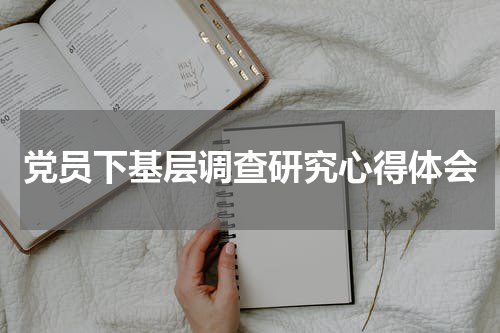 党员下基层调查研究心得体会
