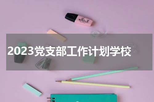 2023党支部工作计划学校
