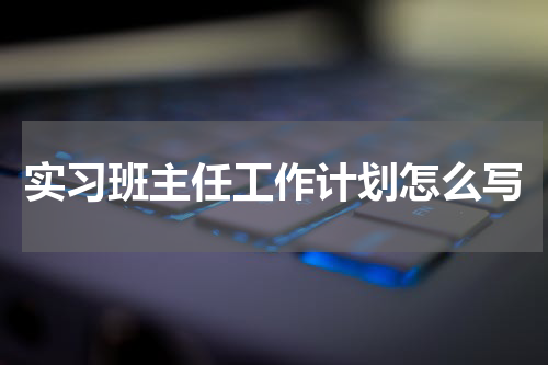 实习班主任工作计划怎么写