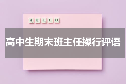 高中生期末班主任操行评语