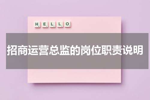 招商运营总监的岗位职责说明