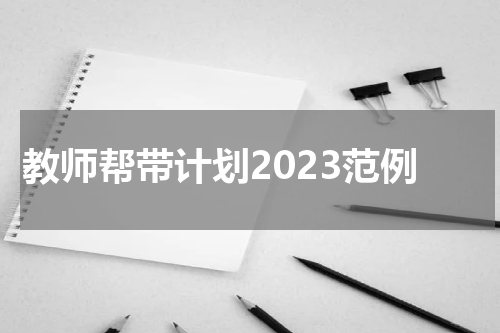 教师帮带计划2023范例