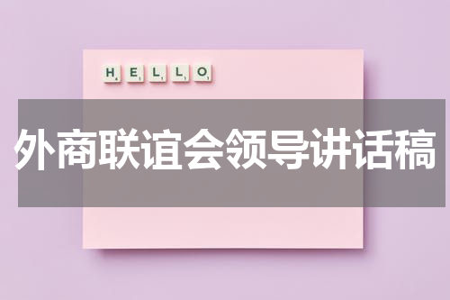 外商联谊会领导讲话稿
