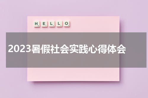 2023暑假社会实践心得体会