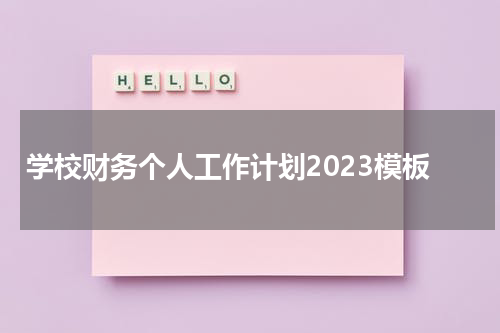 学校财务个人工作计划2023模板
