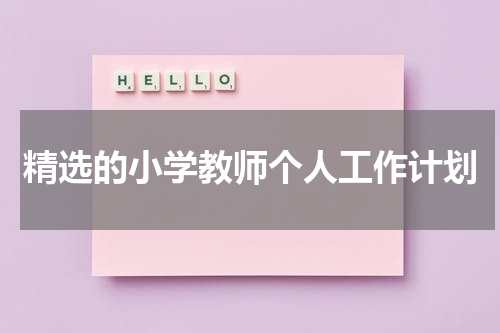 精选的小学教师个人工作计划