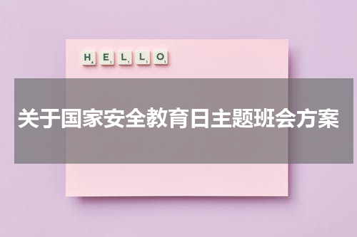 关于国家安全教育日主题班会方案