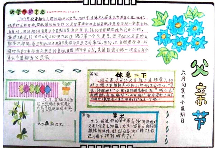 小学生关于父亲节的手抄报资料及图片